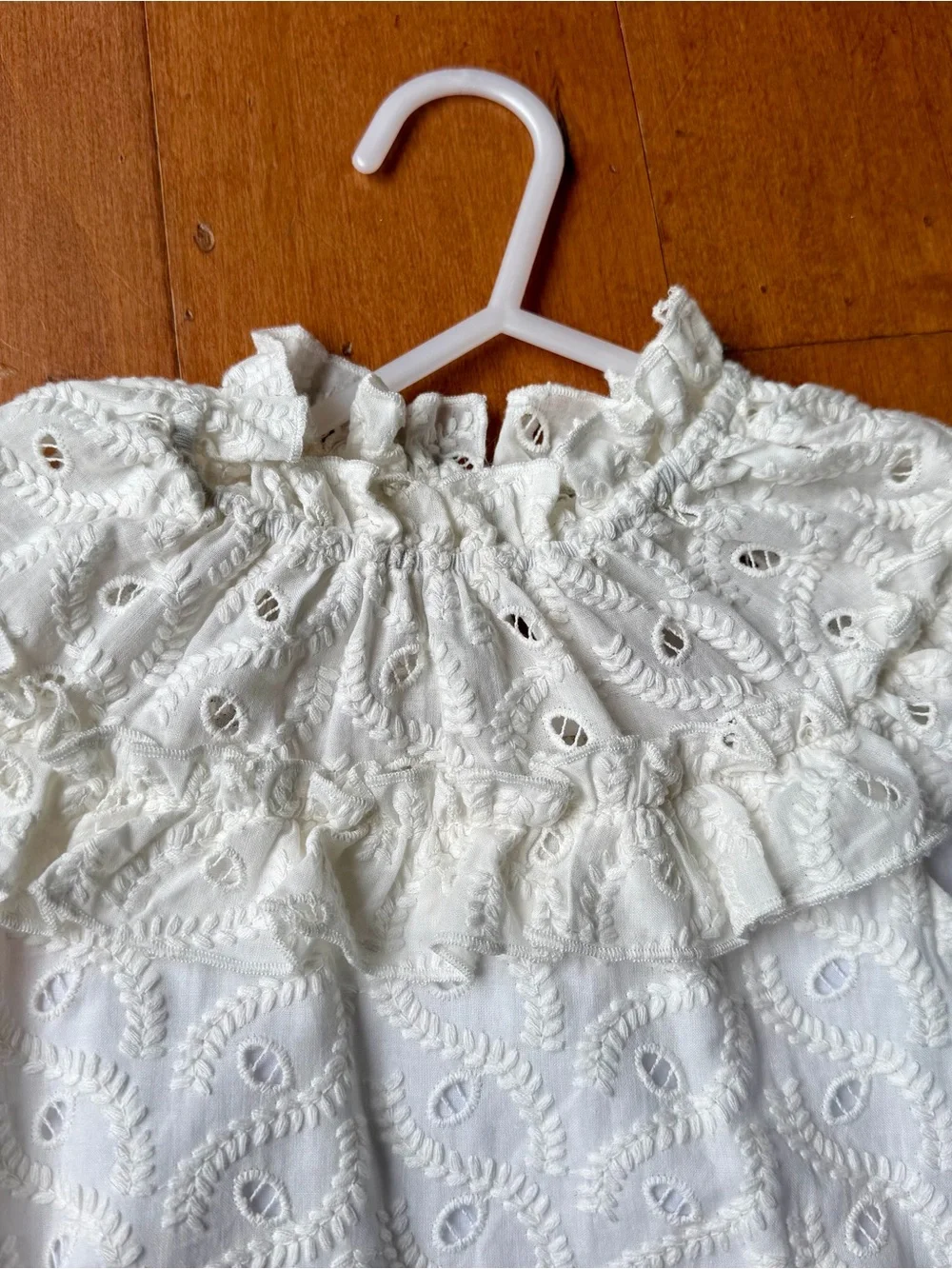 Nueces Classic White Eyelet Ruffle Baby Bubble